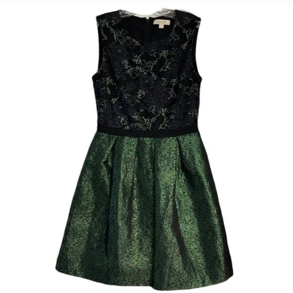 Erin By Erin Fetherston Green Metallic Party Dress